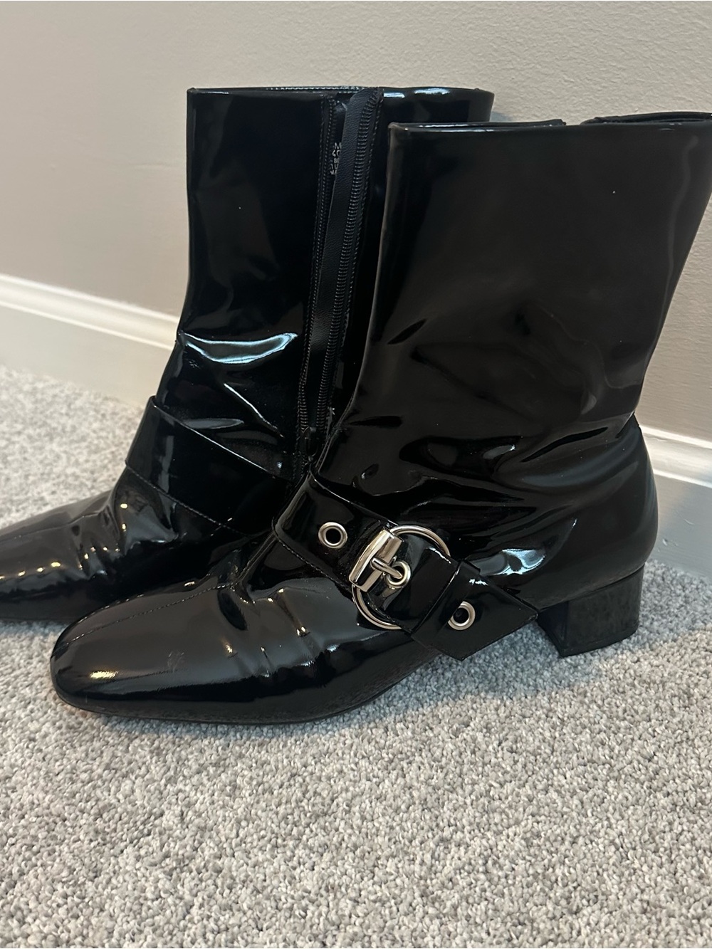 Franco Sarto Black Ankle Boots with Buckle Strap